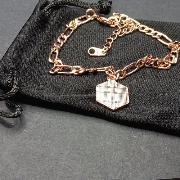 New 18k Rose Gold Plated Anklet Initial U Women's - Picture 4 of 5